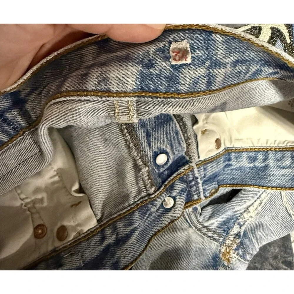 Vtg Levis 501 Cutoff Short Reworked History Repeats Custom Antler Beadwork Sz 34
